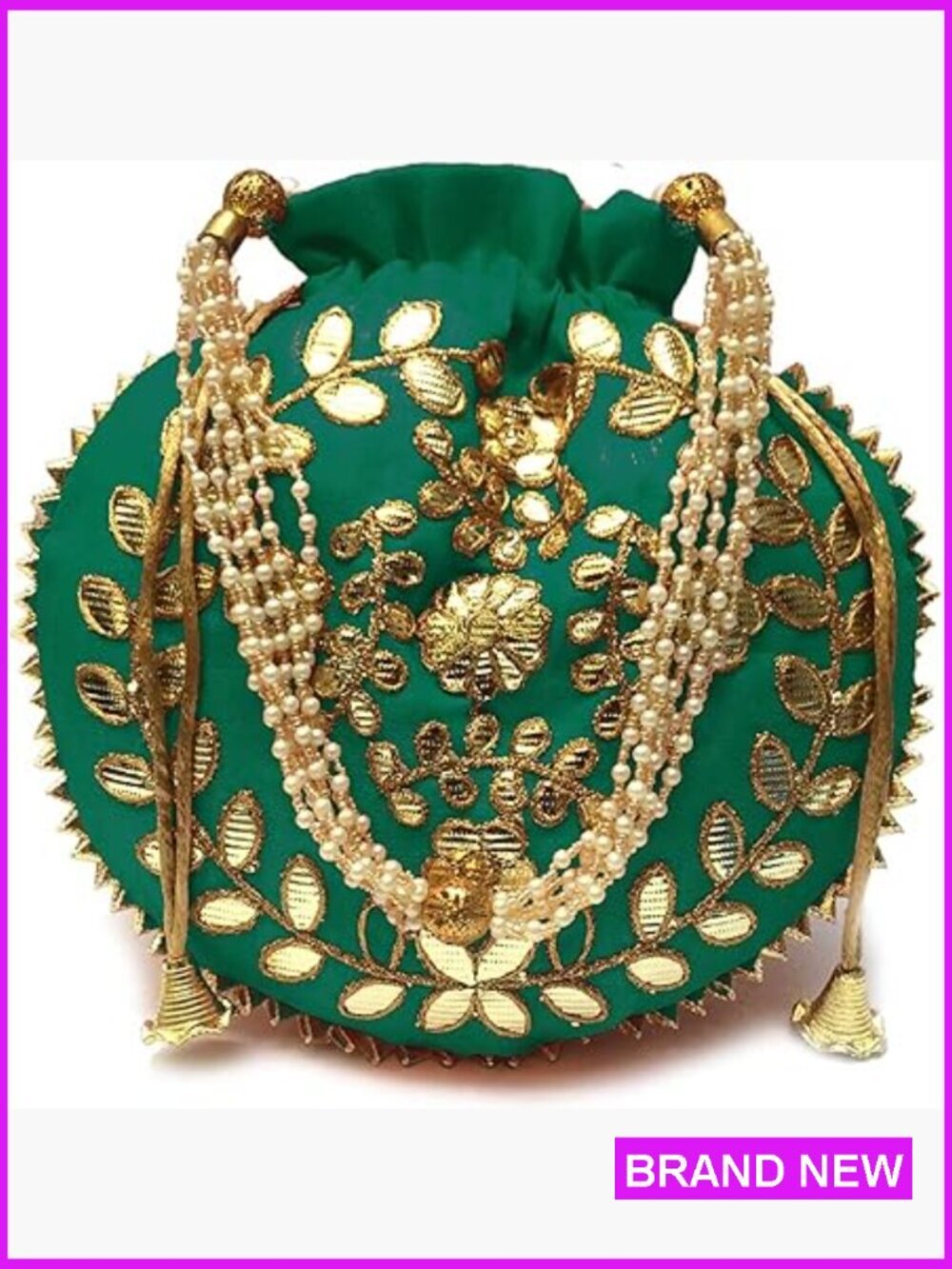 Embellished Potli Bag Drawstring Clutch for Wedding Festive Party Favor Handbag